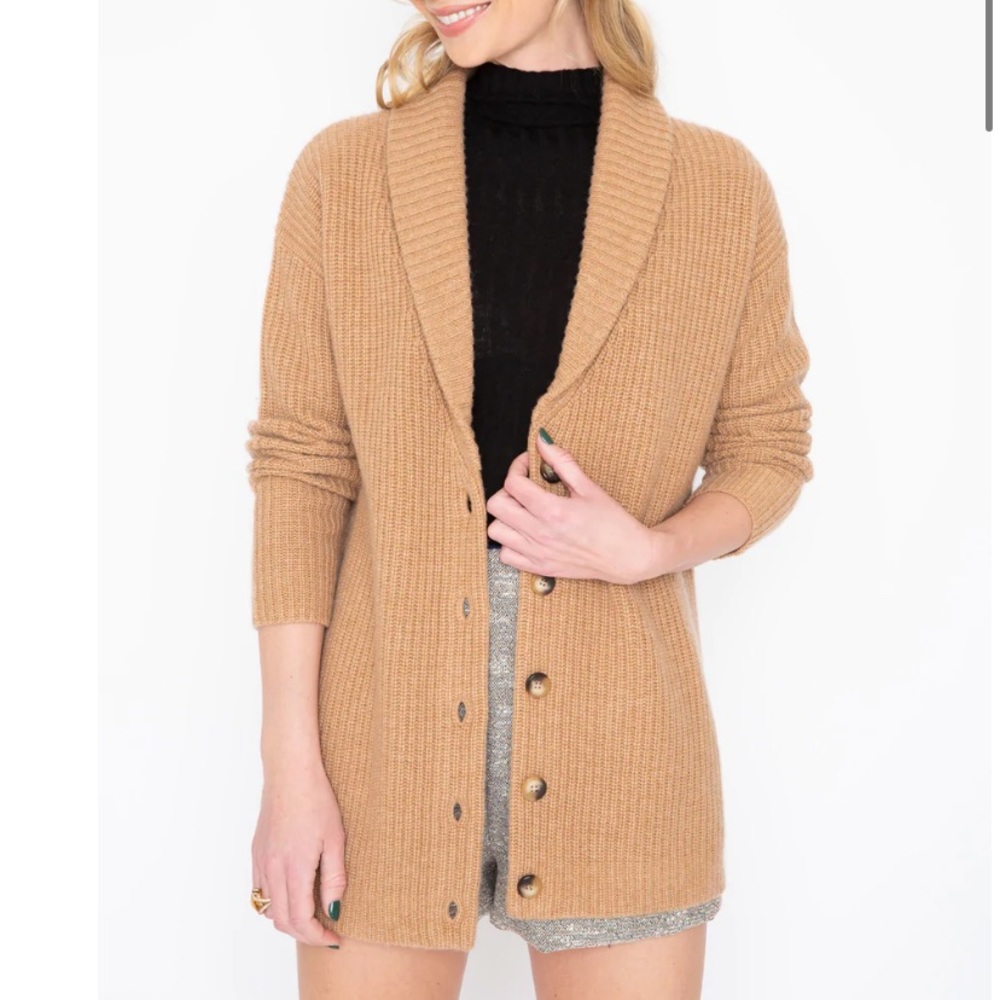 Never a Wallflower Camel Cashmere Cardigan